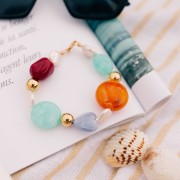 Palet rond en résine translucide 25 mm - Abricot marbré x1