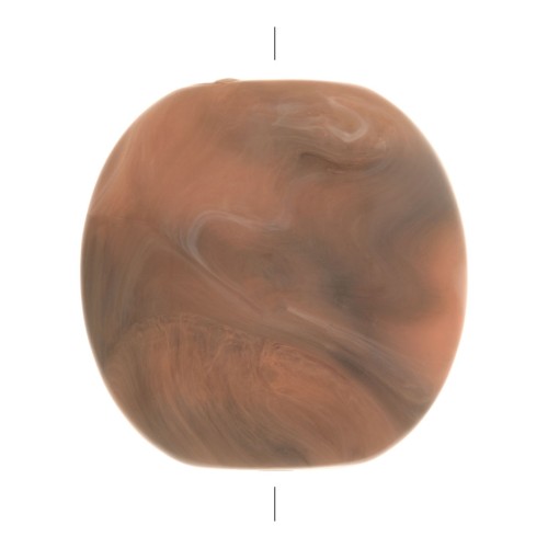 Perle plate - carré arrondi - en résine opaque 25 mm - Saumon marbré x1