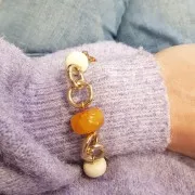 Perle rondelle en résine opaque 18x11 mm - Ecru x1