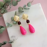 Perle forme losange effet facetté en résine opaque 10x9 mm - Grenat x1