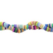 Perles Heishi rondelles  en pâte polymère 3x1 mm - Multicolore pastel x39cm|raw }}