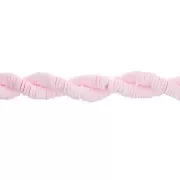 Perles Heishi rondelles  en pâte polymère 5x1 mm - Rose clair x39cm