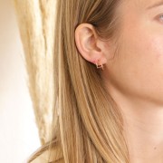 Créoles double fil fin design 15 mm - Plaqué Or 3 microns x2