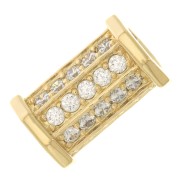 Perle cylindre avec oxydes de zirconium 15x9.5 mm - Crystal - Plaqué Or 3 microns x1