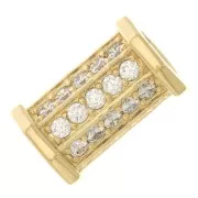 Perle cylindre avec oxydes de zirconium 15x9.5 mm - Crystal - Plaqué Or 3 microns x1