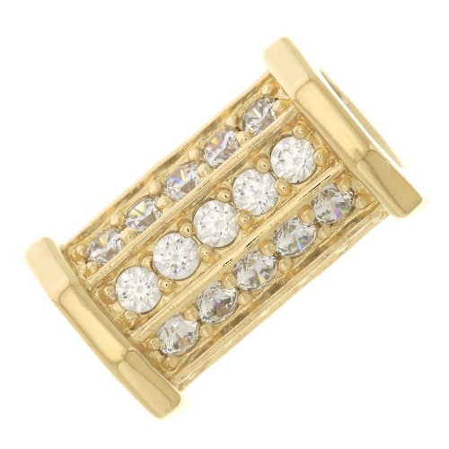 Perle cylindre avec oxydes de zirconium 15x9.5 mm - Crystal - Plaqué Or 3 microns x1