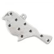 Breloque oiseau 15 mm argenté vieilli x1