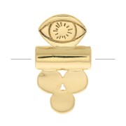 Perle tube avec 3 petits ronds et oeil 13x7 mm - Plaqué Or 3 microns x1