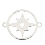 Intercalaire rond avec étoile du nord 15 mm - Acier inoxydable x1