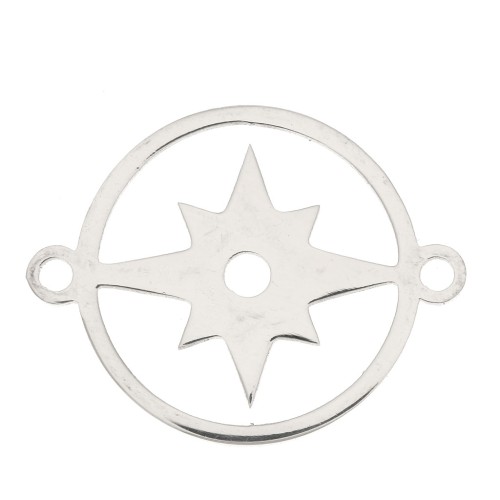 Intercalaire rond avec étoile du nord 15 mm - Acier inoxydable x1