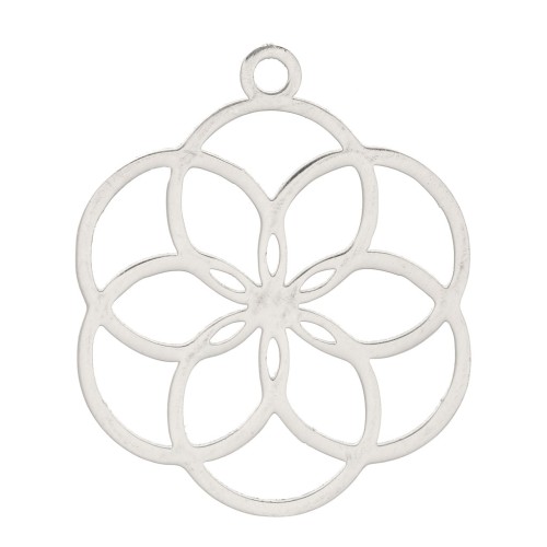 Pendentif rosace évidé 22x18 mm - Acier inoxydable x1