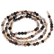 Perles rondes facettées 3 mm pierre gemme  Agate teintée - Marron x37 cm