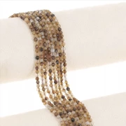 Perles Rondes facettées 3 mm pierre gemme  Agate teintée - Marron x38cm