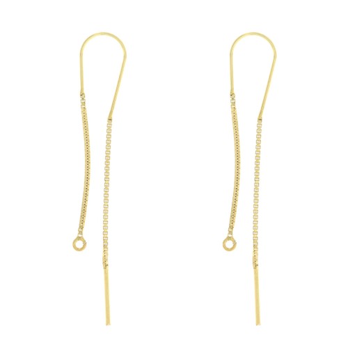 Chaines d'oreilles maille Vénitienne traversantes 4cm & 5cm - Ag 925 plaqué or x2