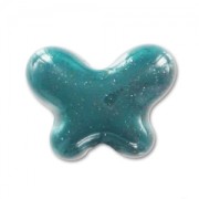 Papillon en céramique 12x15 mm Dark Green pailleté x1