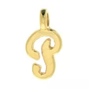 Breloque lettre alphabet 10 mm - police italique - P - Plaqué Or 3 microns x1