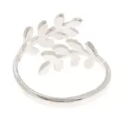 Bague réglable avec branches d'olivier - Taille 52 à 58 - Argent 925 x1
