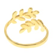 Bague réglable avec branches d'olivier - Taille 52 à 58 - Doré à l'or fin x1