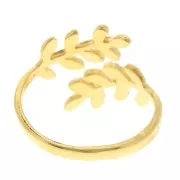 Bague réglable avec branches d'olivier - Taille 52 à 58 - Doré à l'or fin x1