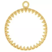 Pendentif rond travaillé pour cabochon plat 20 mm - Plaqué Or 3 microns x1