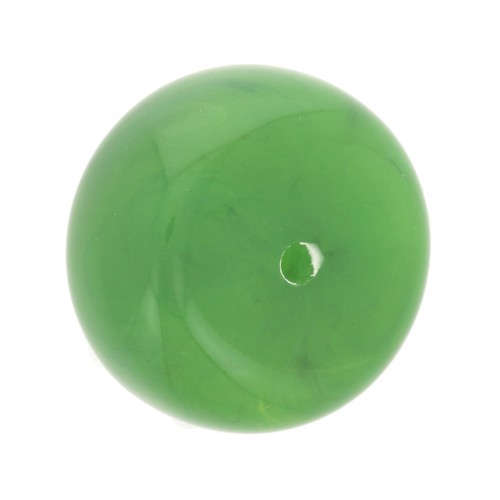 Perle rondelle en résine opaque 14x8 mm - Vert marbré x1