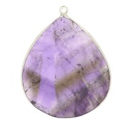 Pendentif goutte en pierre gemme 39x31 mm - Argent 925 - Amethyste x1