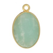 Pendentif ovale pierre gemme 18x11 mm Argent 925 Doré à l'or fin - Amazonite x1