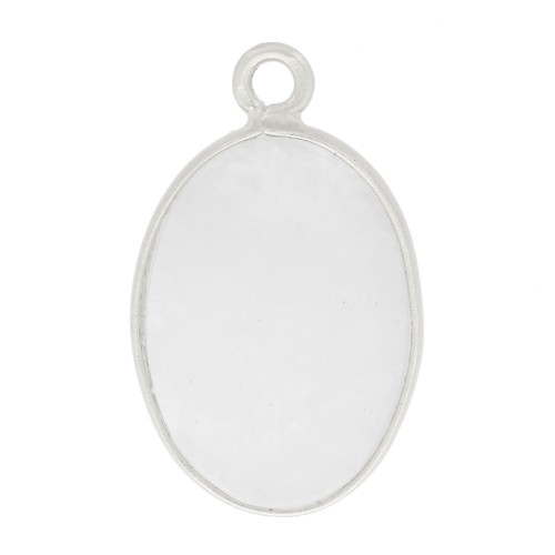 Pendentif ovale en pierre gemme 18x11mm - Argent 925 - Pierre de lune x1