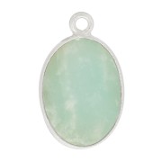 Pendentif ovale en pierre gemme 18x11mm - Argent 925 - Amazonite x1|raw }}