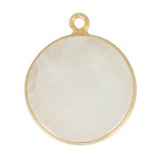 Pendentif rond pierre gemme 16 mm - Argent 925 Doré à l'or fin - Pierre de lune|raw }}