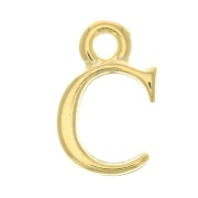 Breloque lettre alphabet 13.5 mm avec anneau fermé - C - Doré à l'or fin x1