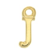 Breloque lettre alphabet 13.5 mm avec anneau fermé - J - Doré à l'or fin x1
