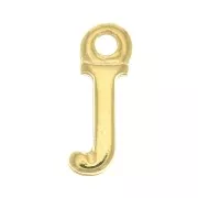 Breloque lettre alphabet 13.5 mm avec anneau fermé - J - Doré à l'or fin x1