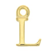 Breloque lettre alphabet 14 mm avec anneau fermé - L - Doré à l'or fin x1