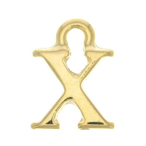 Breloque lettre alphabet 13 mm avec anneau - X - Doré à l'or fin x1