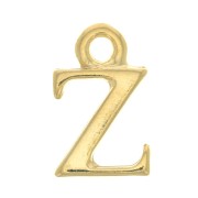 Breloque lettre alphabet 13 mm avec anneau fermé - Z - Doré à l'or fin x1