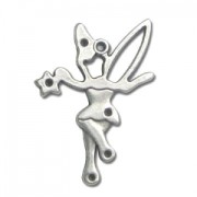 Pendentif fée 32 mm Placage Argent fin vieilli x1|raw }}