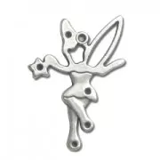 Pendentif fée 32 mm Placage Argent fin vieilli x1