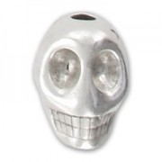 Tête de mort 18 mm Placage Argent fin vieilli x1