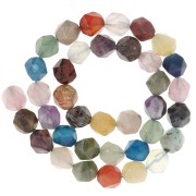 Perles hexagonales 10x9 mm - mix de pierres gemmes - Multicolore x37cm|raw }}