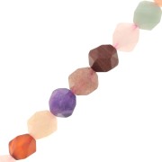 Perles hexagonales 8x7 mm - mix de pierres gemmes - Multicolore x38cm|raw }}