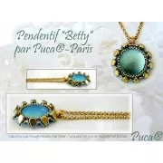 Cabochon rond en verre par Puca® 25 mm - Green Turquoise Metallic Mat x1