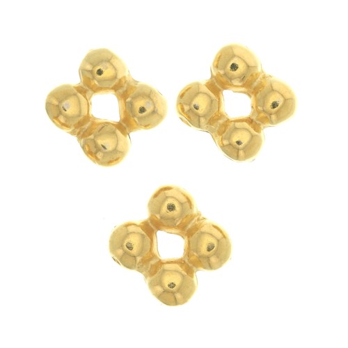 Perles rondelles forme fleur 7 mm - Doré à l'or fin x6