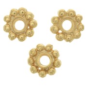 Perles rondelles forme fleur 10 mm - Doré à l'or fin x6