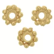 Perles rondelles forme fleur 10 mm - Doré à l'or fin x6