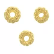 Perles rondelles travaillées 5 mm - Doré à l'or fin x5