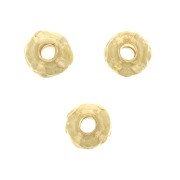 Perles rondelles irrégulières travaillées 5 mm - Doré à l'or fin x5