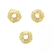 Perles rondelles irrégulières travaillées 5 mm - Doré à l'or fin x5