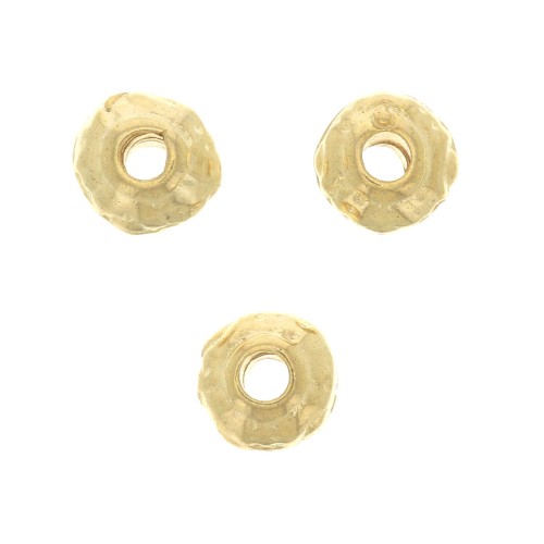 Perles rondelles irrégulières travaillées 5 mm - Doré à l'or fin x5