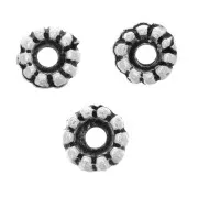 Perles rondelles travaillées 5 mm - Argenté vieilli x5
